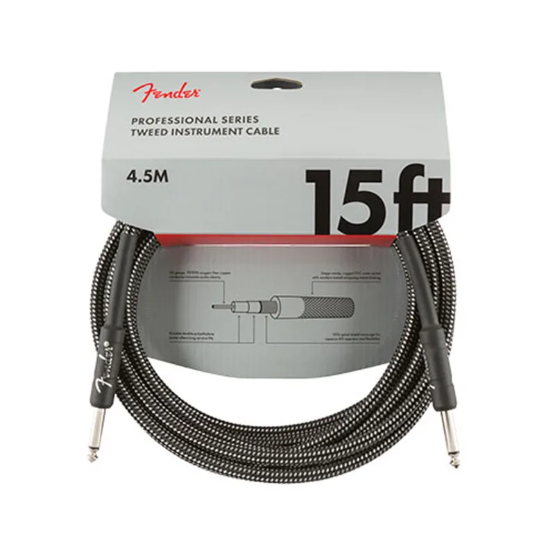 Cabo P10xP10 Reto 4,5 metros Fender Professional Series Cinza