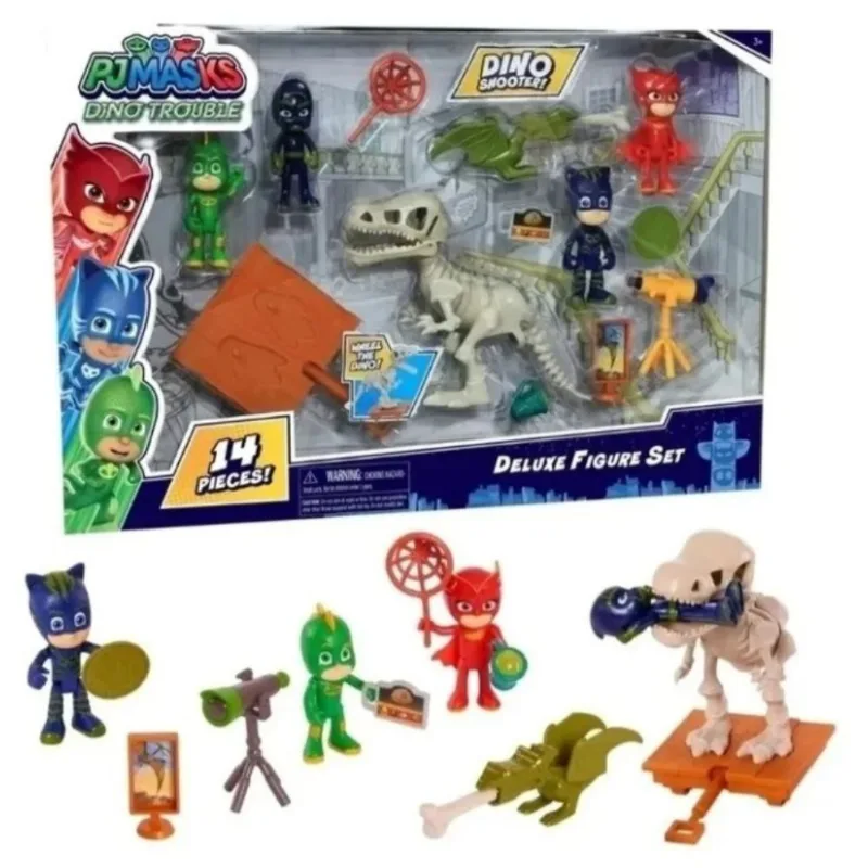 Pack Pj Masks Dino Trouble Deluxe Personajes 14 Piezas