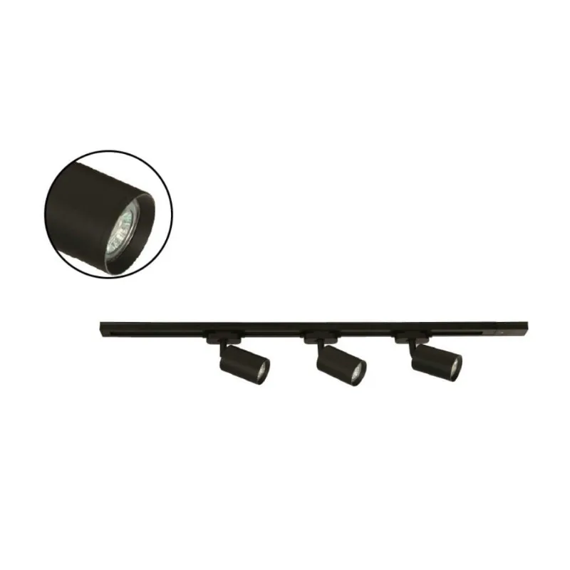 Barra Lucie con riel Negro 3 Spots Led