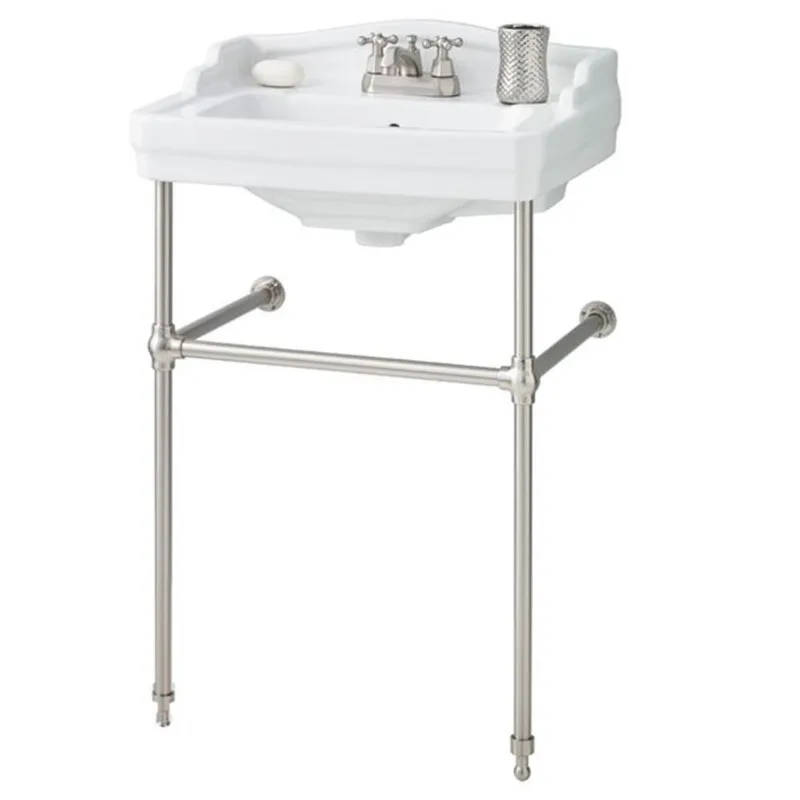 Cheviot Essex Console Bathroom Sink - Vitreous China - 24-in - White/Brushed Nickel