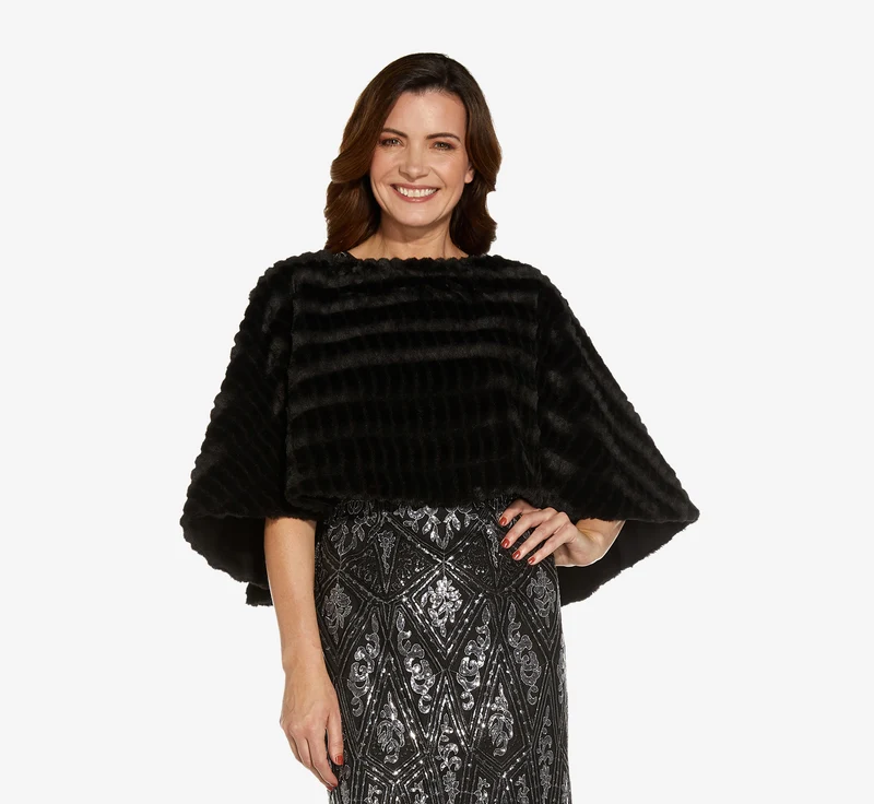 Faux Fur Cape In Black Black / Regular / OS