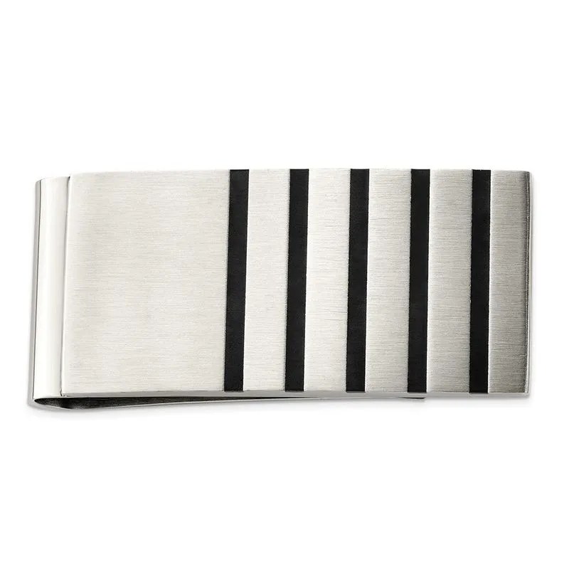 Aço Inoxidável Escovado W / Borracha Acentos Money Clip