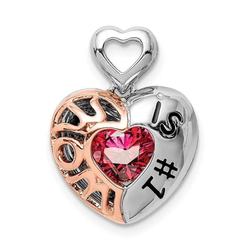 Sterling Silver Rhod-plated &amp; Rose-tone Mom É # 1 Vibrant Re