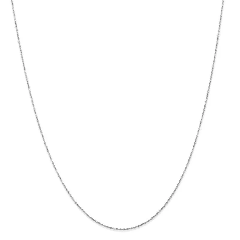 14k Ouro Branco .5 Mm (cardado) Cabo De Corda Corrente