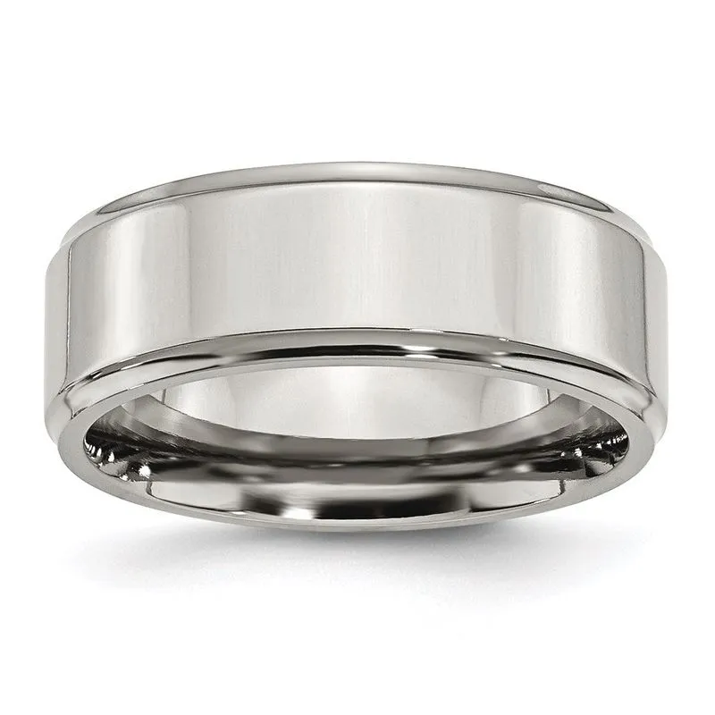 Aço Inoxidável Ridged Edge 8mm Banda Polida
