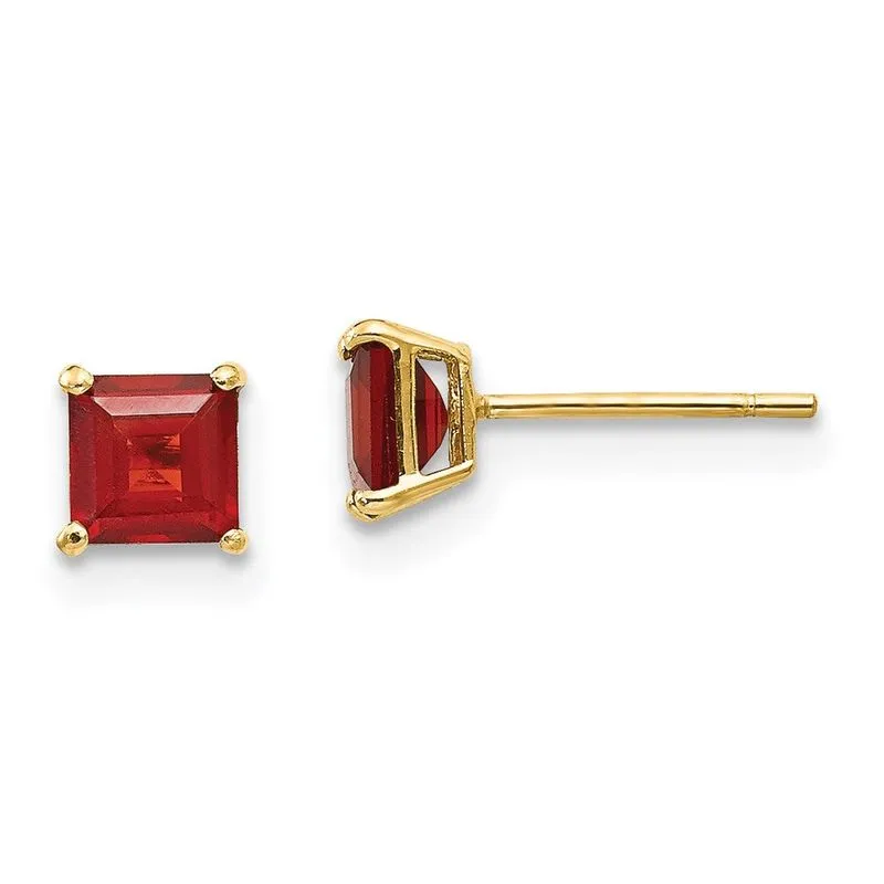 14k Madi K Garnet 4mm Brincos De Correio Quadrados