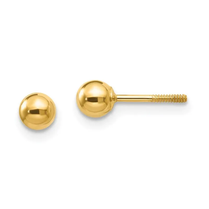 14k Madi K Polido 4mm Ball Screwback Brincos