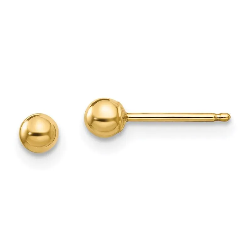 14k Madi K Polido 3mm Ball Post Brincos