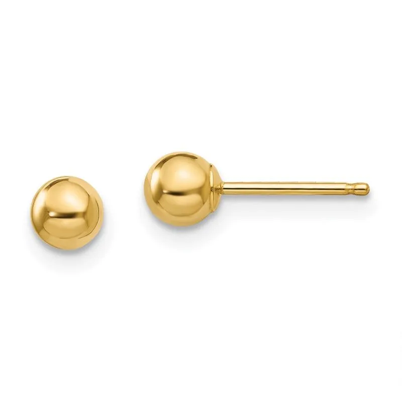 14k Madi K Polido 4mm Ball Post Brincos