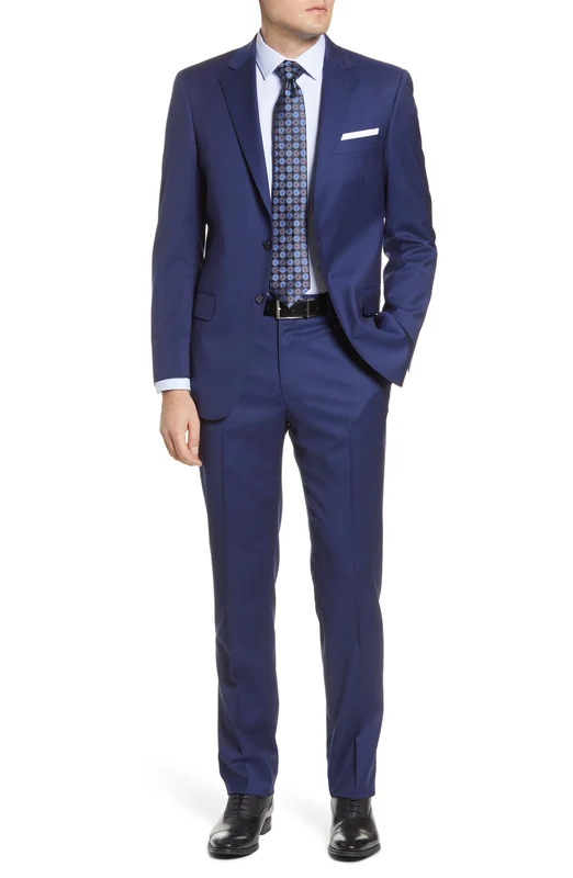 Hart Schaffner Marx Mens New York Fit Wool 2 Piece Suit 40 R Pants 33 / 30 Blue