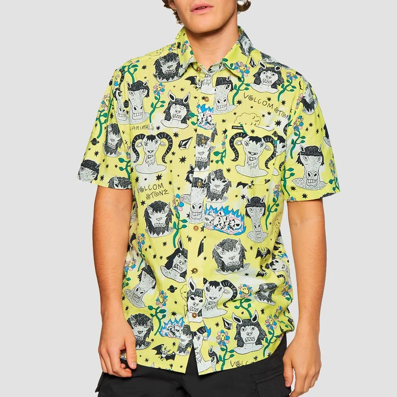 Volcom Surf Vitals Ozzy Woven Short Sleeve Shirt Glimmer Yellow Large / Glimmer Yellow