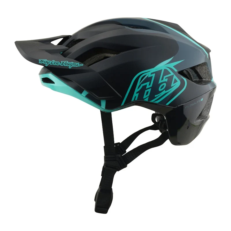 Troy Lee Designs Flowline SE Helmet w/MIPS Badge Carbon / Real Teal / MD/LG