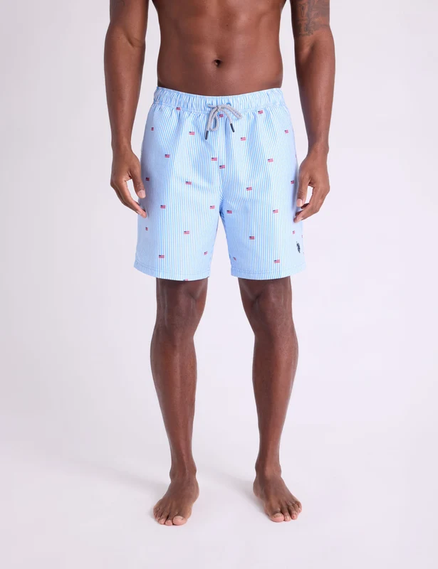 7" FLAG STRIPE SWIM SHORTS BLUE NEUTRAL / M