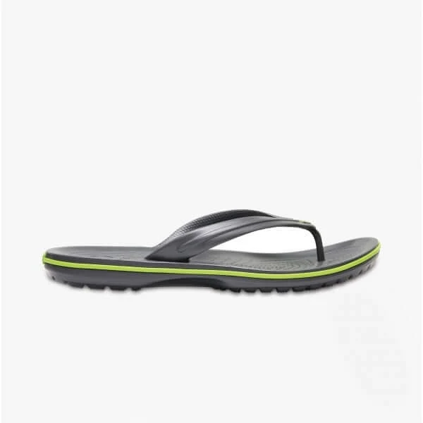 Crocs 11033-0A1 CROCBAND FLIP Unisex Flip-Flops Graphite/Volt Green Men's UK 4 / Women's UK 5