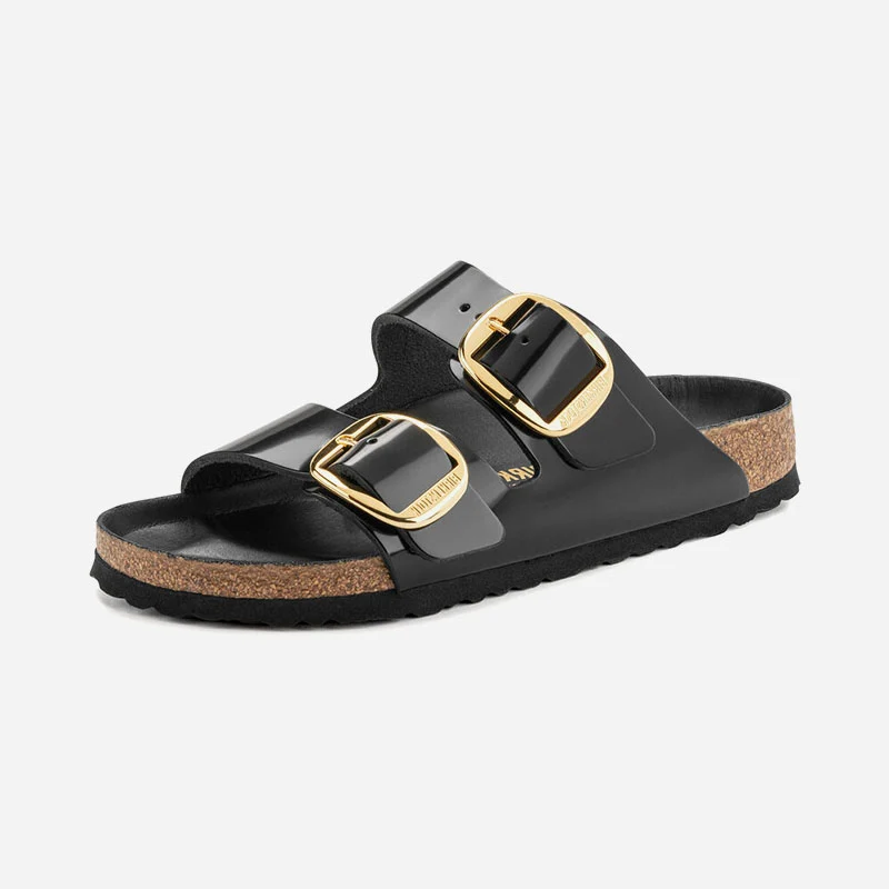 Arizona Big Buckle Black High Shine Leather Narrow 40