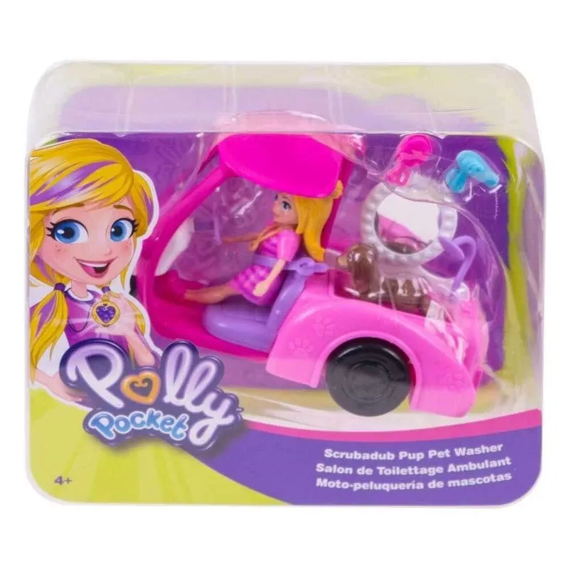 Boneca Polly Pocket Veiculo Banho e Cachorrinho Mattel Gdm08