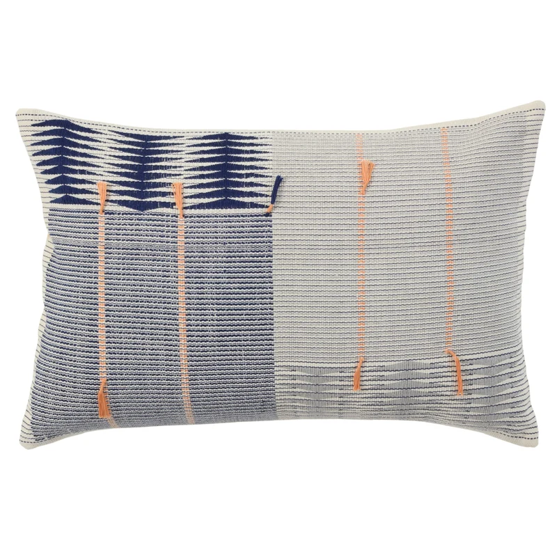 Nagaland Pillow Jotsoma NGW20 Navy/Silver by Jaipur Living 16'' X 24'' Cover Only Lumbar
