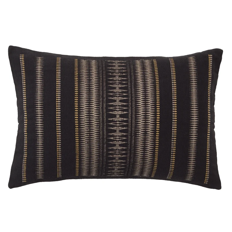 Nagaland Pillow Dzukou NGW30 Black/Taupe by Jaipur Living 16'' X 24'' Cover Only Lumbar