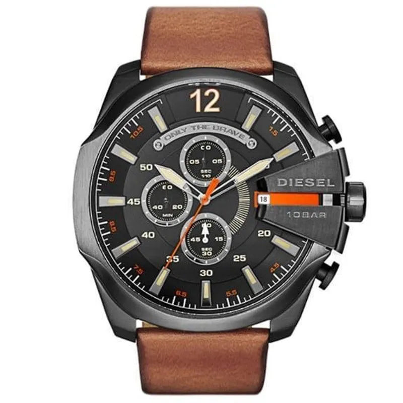 Relógio Mega Chief Masculino Couro Dz4343 Diesel