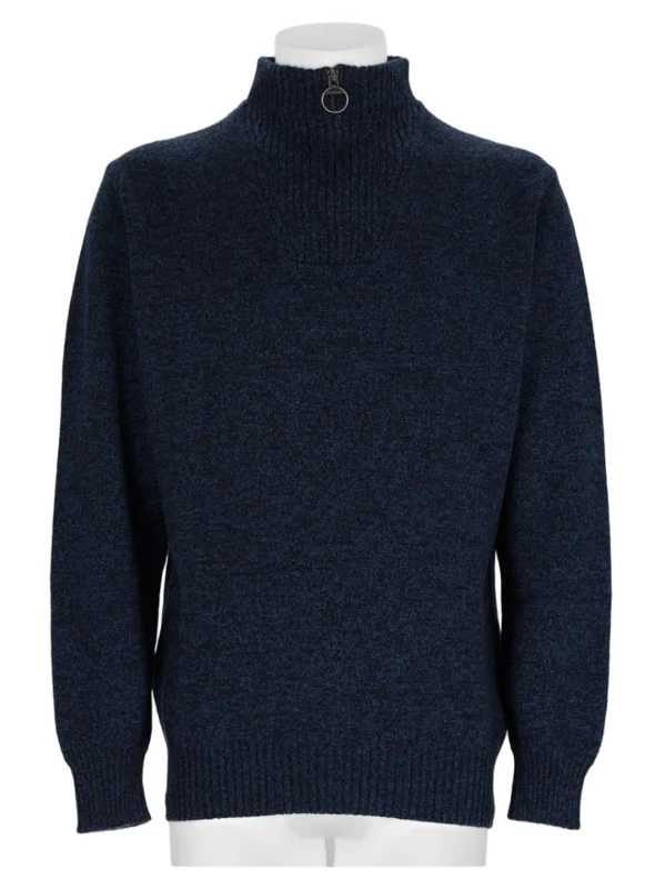 Barbour Midnight Blue Zippered Textured Wool Sweater standard L