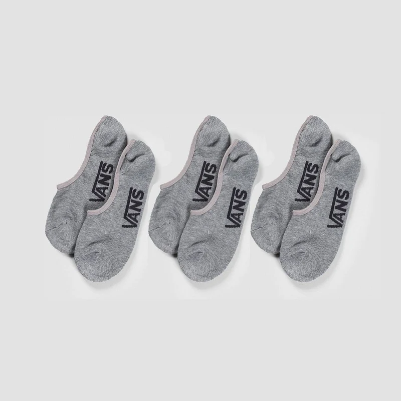 Vans Classic Super No Show Socks 3 Pack Heather Grey - Unisex 5.5-8uk / Heather Grey