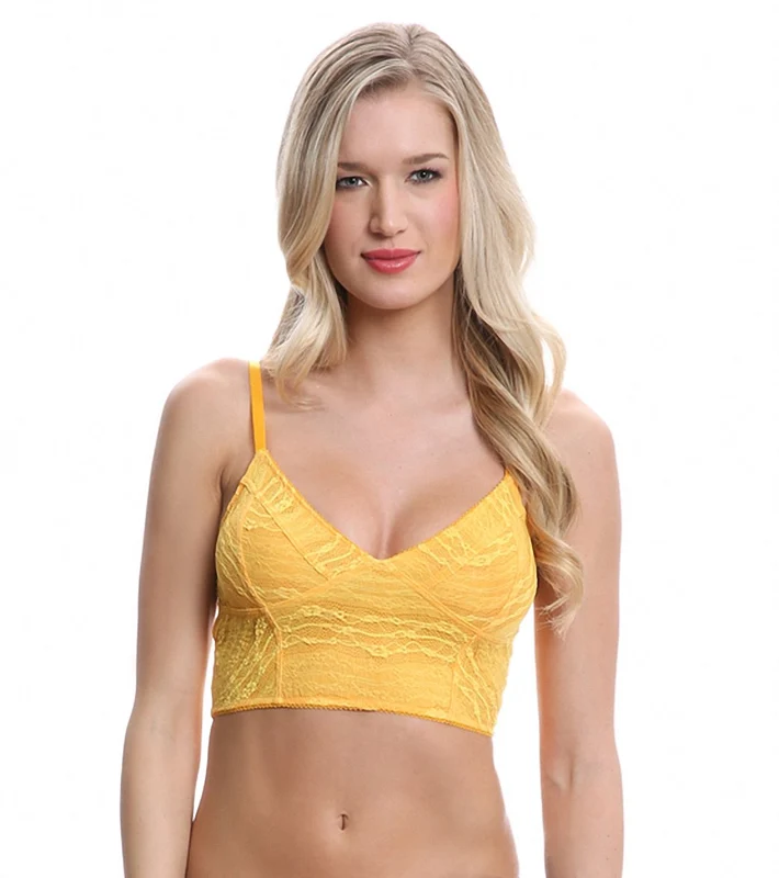 Free People Stretch Lace Crop Bra Bright Orange / L