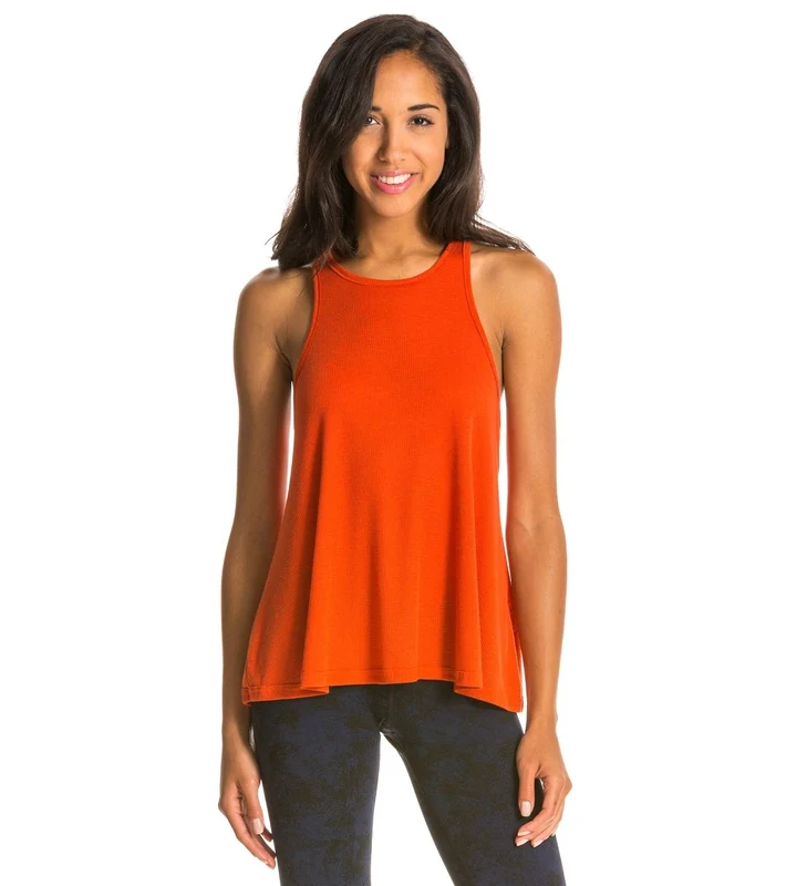 Free People Slub Long Beach Tank Blood Orange / M
