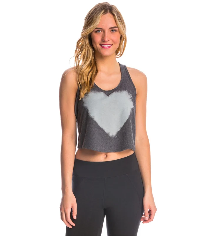 Free People Jones Yoga Crop Top Dark Charcoal Combo / M