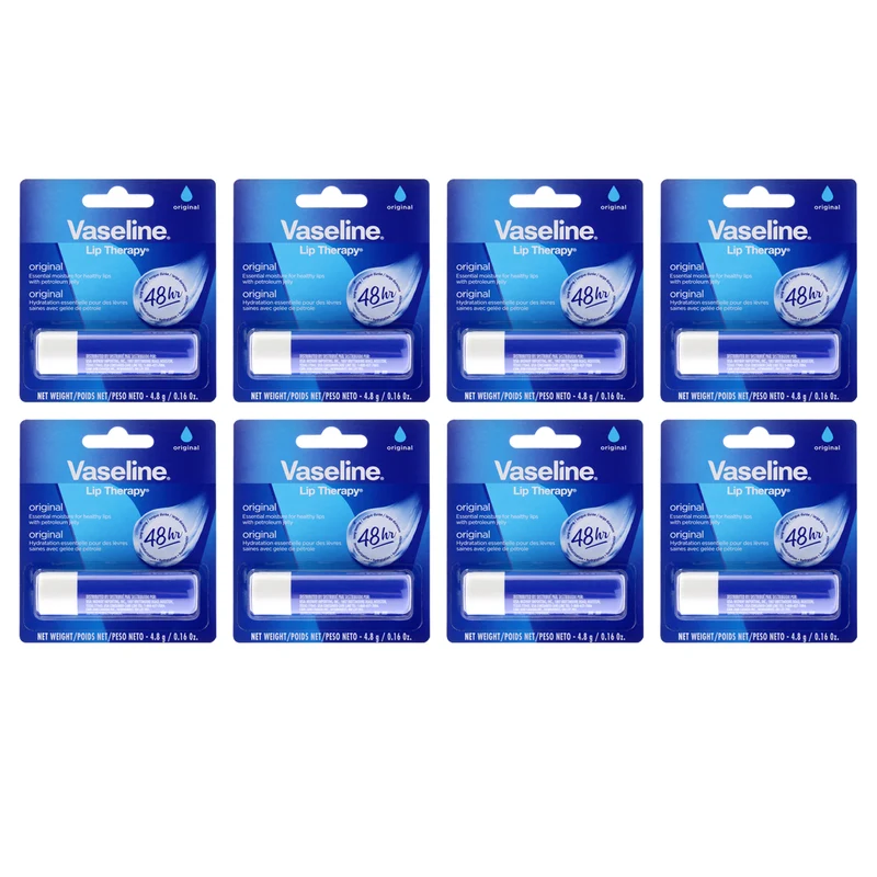 Vaseline Lip Therapy Original Petroleum Jelly by Vaseline for Women - 0.16 oz Lip Balm - Pack of 8 0.16 oz