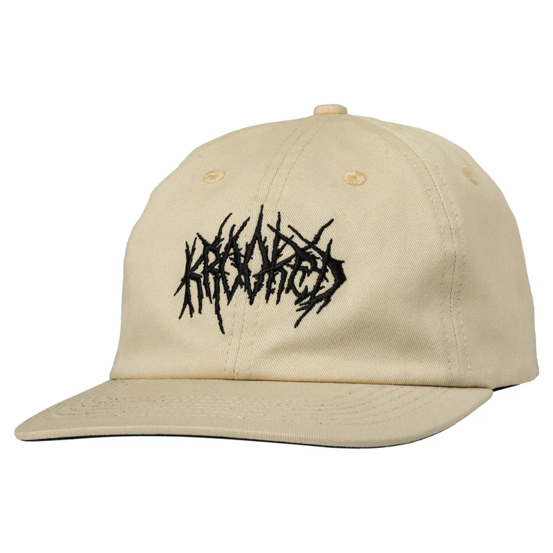 Krooked Necro Script Strapback Hat - Off White/Black
