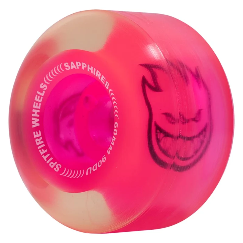 Spitfire 90D Sapphires Conical Full Skateboard (Cruiser) Wheels - Clear/Neon Pink 60mm