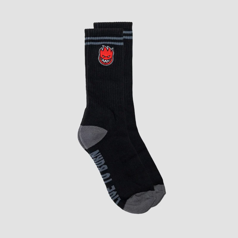 Spitfire Bighead Fill Emb Socks Black/Charcoal/Red Black/Charcoal/Red