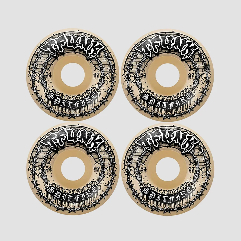 Spitfire F4 T-Funk Raw Radial Full 97DU Skateboard Wheels Natural 54mm 54mm