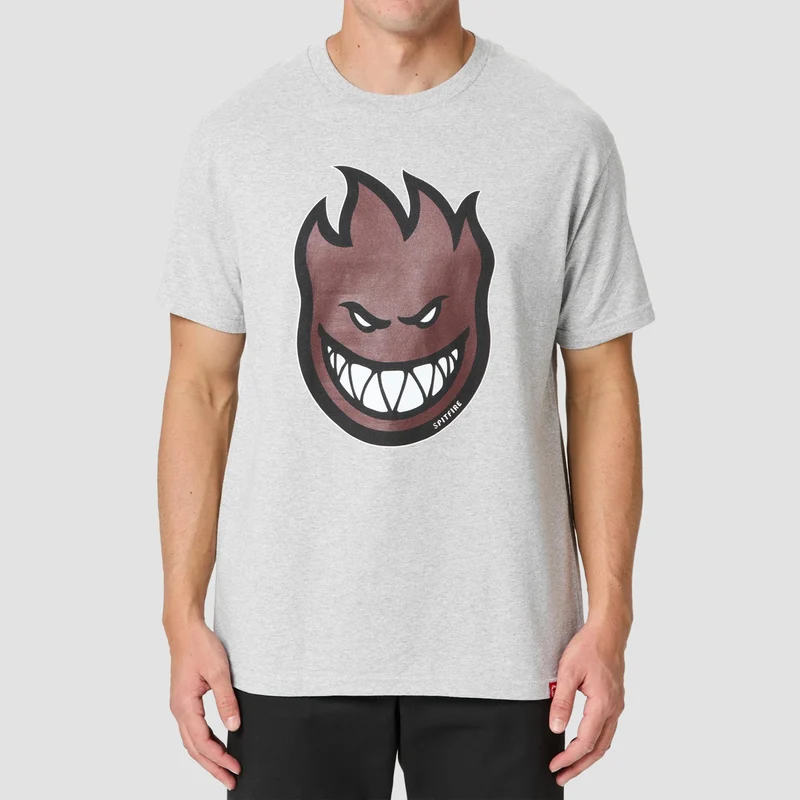 Spitfire Bighead Fill T-Shirt Heather Grey/Dark Red XX-Large