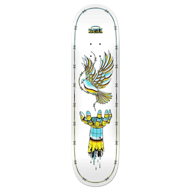 Real Team Synthetic Peace Skateboard Deck - White 8.25