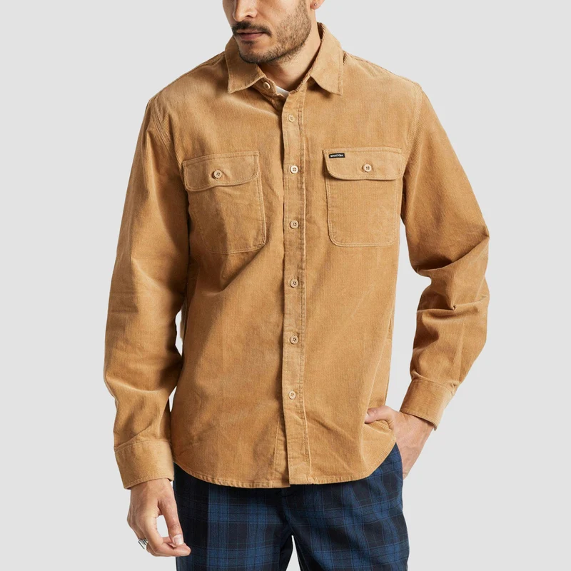 Brixton Bowery Corduroy Longsleeve Flannel Shirt Mojave Large / Mojave