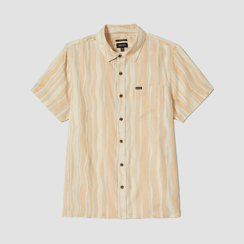 Brixton Cru Slub Short Sleeve Shirt Hazelnut/Painterly Stripe XX-Large / Hazelnut/Painterly Stripe