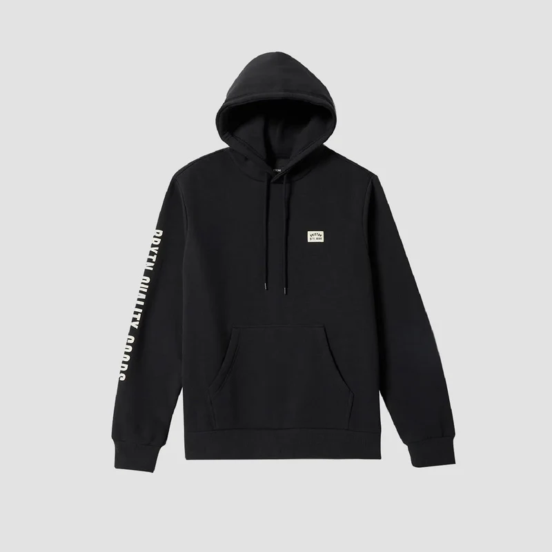 Brixton Woodburn Label Pullover Hoodie Black Large / Black