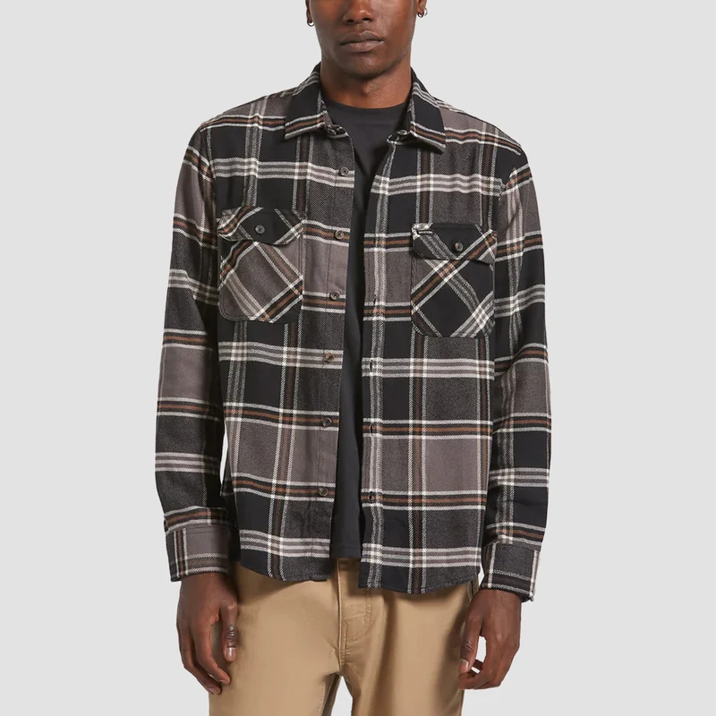 Brixton Bowery Longsleeve Flannel Shirt Black/Charcoal/Pinecone XX-Large / Black/Charcoal/Pinecone