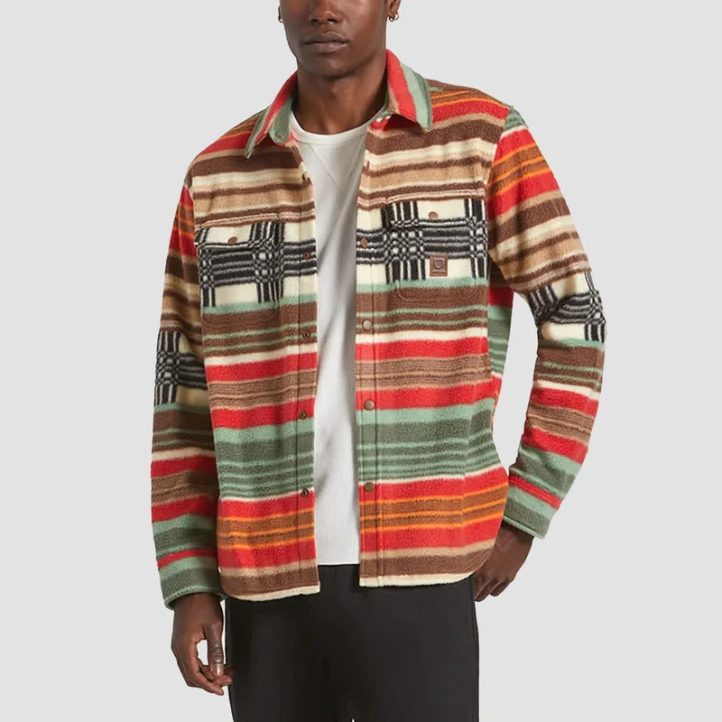 Brixton Bowery Arctic Stretch Longsleeve Fleece Shirt Multi Blanket Stripe Medium / Multi Blanket Stripe