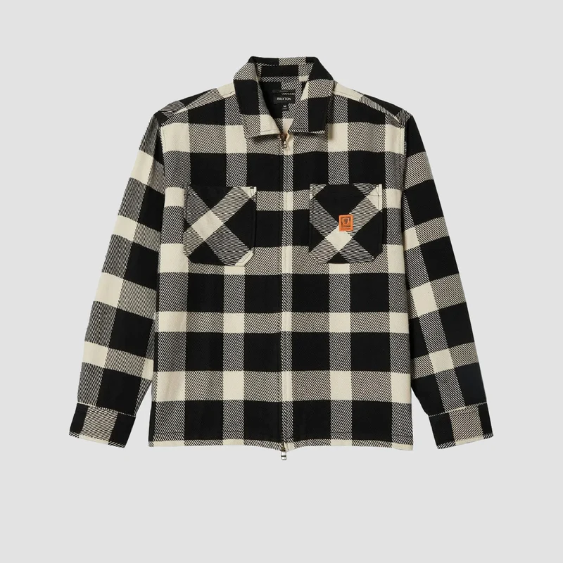 Brixton Union Zip Flannel Overshirt Off White/Black Large / Off White/Black