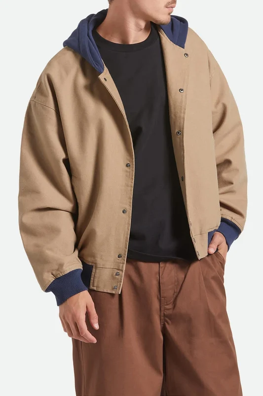 Canvas Hooded Bomber Jacket Khaki Mood Indigo M
