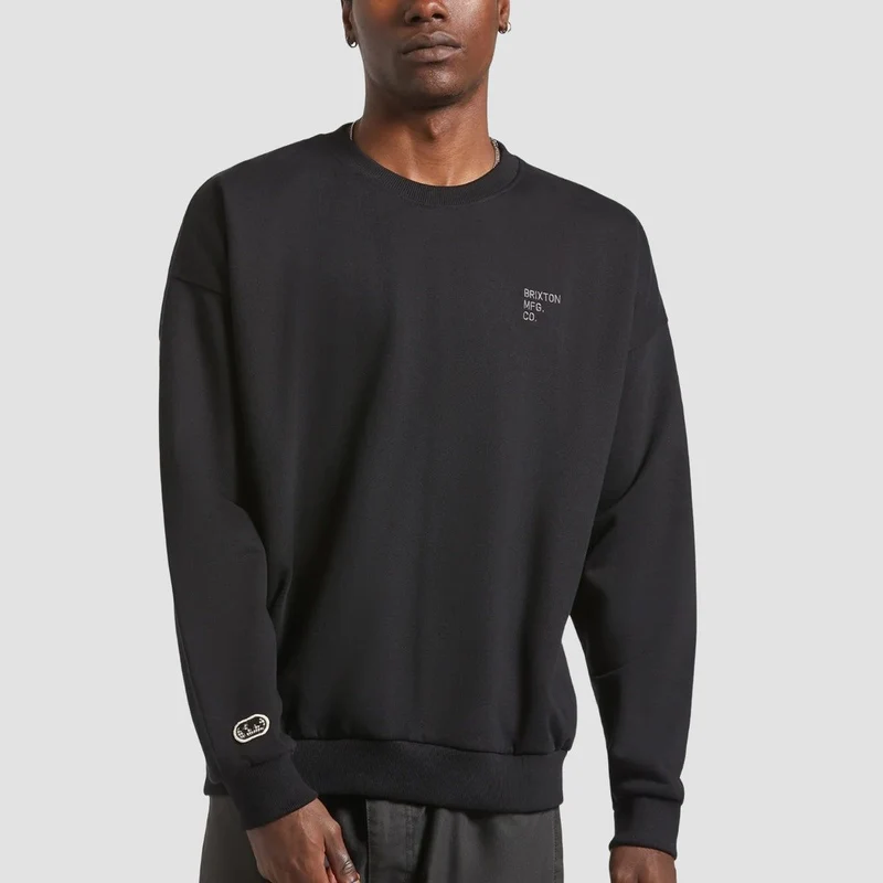 Brixton Embroidered Heavyweight Oversized Crew Sweatshirt Black XX-Large / Black