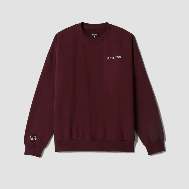 Brixton Embroidered Heavyweight Oversized Crew Sweatshirt Port Medium / Port