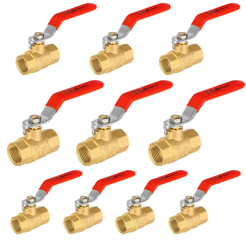 10 Pcs 3/4" FNPT Ball Valve, Red (Lead Free)