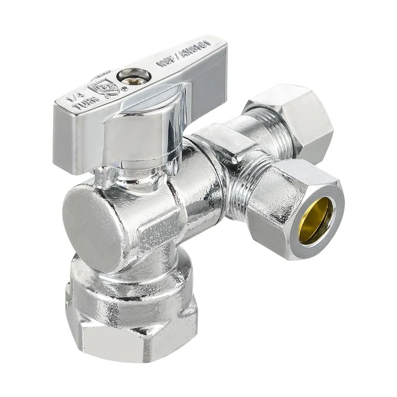 1/2" FIP x 3/8" Compression x 3/8" Compression Stop Valve (Lead Free) - Pick Size to Add Split Angle Stop Valve - 1/4 Turn / 1