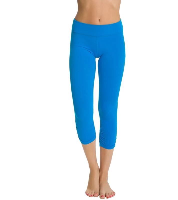 Beyond Yoga Essential Gathered Yoga Capris Deep Sea Blue / S