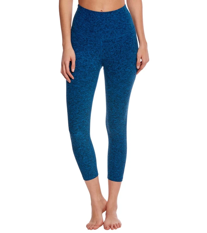 Beyond Yoga Spacedye High Waisted Yoga Capris Black-Tidal Blue / XS