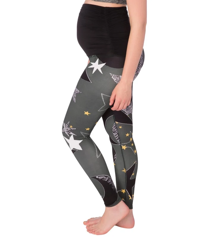 Beyond Yoga: Beyond the Bump Lux Print Fold Down Maternity Yoga Leggings Winter / L