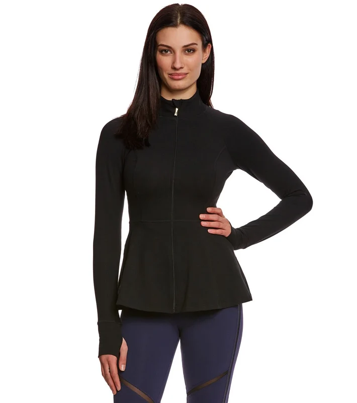 Beyond Yoga Kate Spade Back Bow Flounce Workout Jacket Jet Black / M